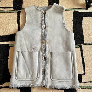 EUC Apiece Apart Baby Blue Reversible Shearling Vest Size XS